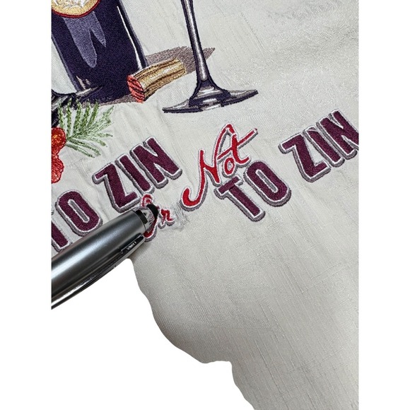 Tommy Bahama Silk Embroidered To Zin or Not to Zin Cream Button Down XL - Picture 6 of 9